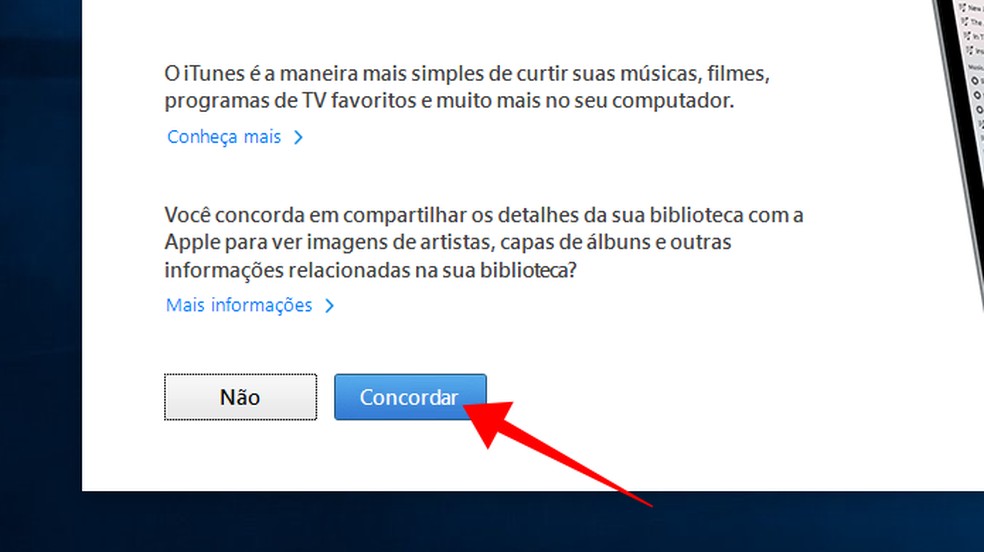 Aceite os termos de uso da Apple para usar o iTunes — Foto: Reprodução/Paulo Alves
