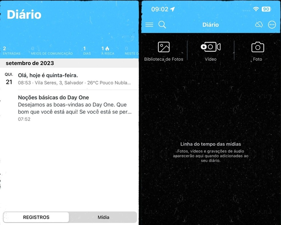 Day One Journal tem funções parecidas com o app Journal, exclusivo do iOS 17 — Foto: Reprodução/Gisele Souza