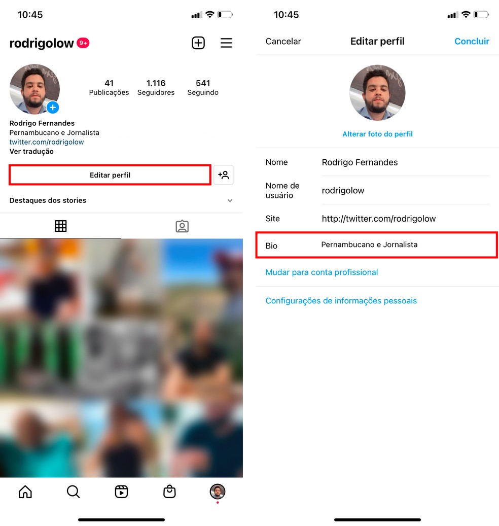 Fontes diferentes: Instagram possibilita usar caracteres especiais em diferentes seções do aplicativo, como legendas e bio — Foto: Reprodução/Rodrigo Fernandes