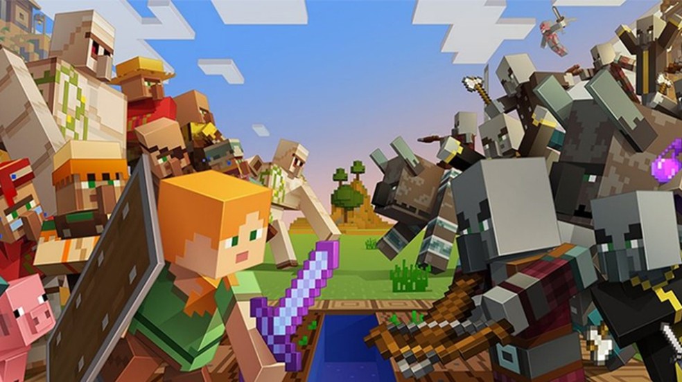 A atualização Village & Pillage de Minecraft trouxe os novos Saqueadores como inimigos — Foto: Divulgação/Mojang