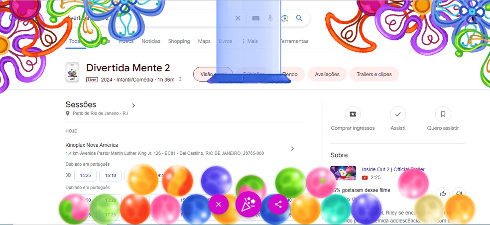 Easter-egg de Divertidamente 2 aparece nas buscas do Google — Foto: Reprodução/Google