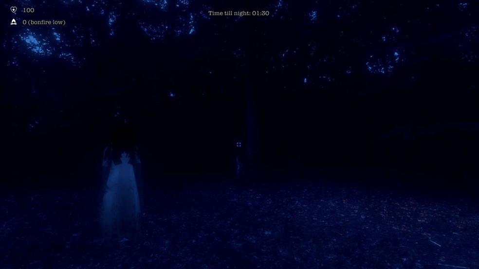 Em The Holyburn Witches usuários precisam coletar recursos para sobreviver à noite em uma floresta assombrada por terríveis bruxas — Foto: Reprodução/Steam