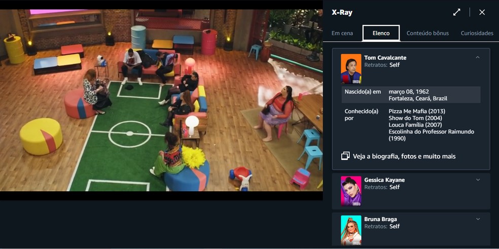 A função de Raio-x exibe informações relevantes sobre títulos do Prime Video — Foto: Foto: Reprodução/Mariana Mangueira