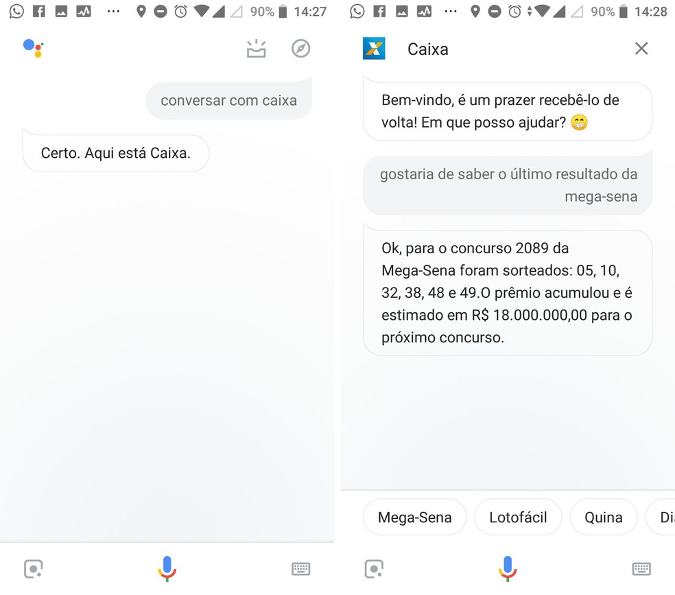 Caixa Econômica oferece informações pela assistente virtual do Google — Foto: Reprodução/Isabela Cabral