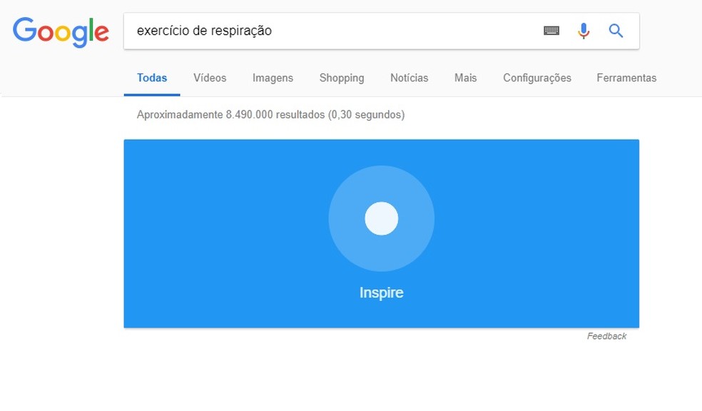 Controle sua respiração com um exercício escondido no Google — Foto: Reprodução/Rodrigo Fernandes