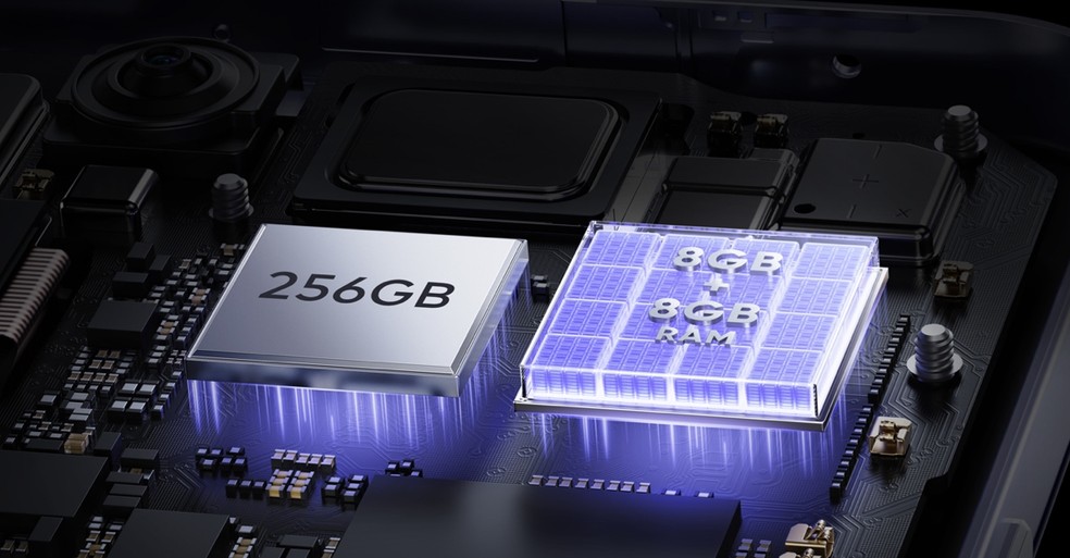 Com a RAM dinâmica, o Realme 12 5G pode chegar a até 16 GB de RAM — Foto: Divulgação/Realme