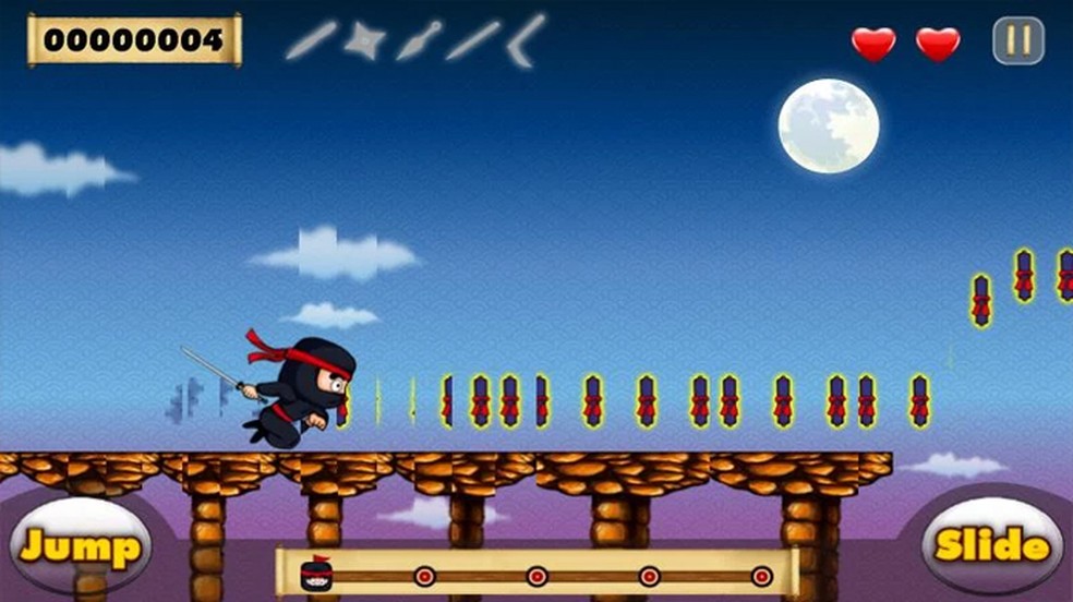 Ninja Dash traz a tradicional fórmula de corrida infinita com um bom nível de desafio — Foto: Reprodução/Google Play