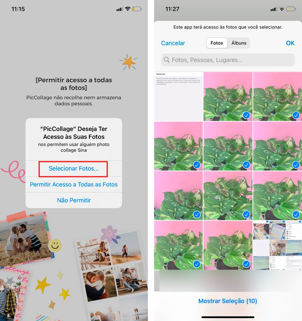 É possível restringir fotos da galeria em apps no iPhone (iOS) — Foto: Reprodução/Luana Antunes