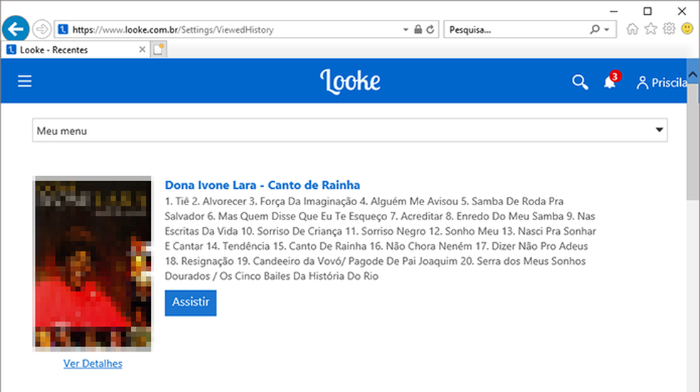 Abra o histórico do Looke no Internet Explorer para fazer download — Foto: Reprodução/Paulo Alves