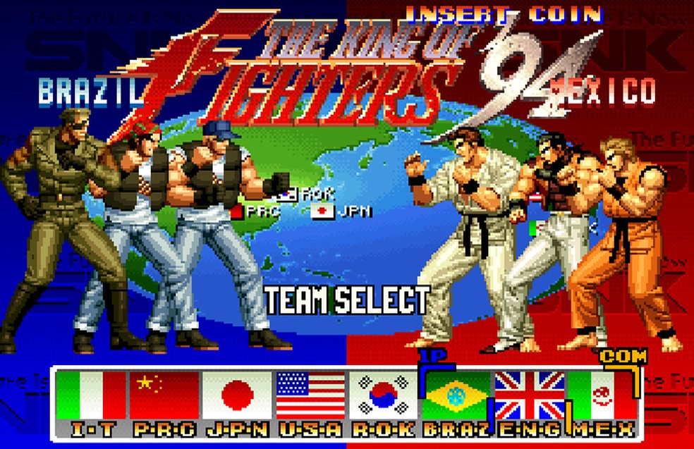 Em The King of Fighters '94 o time do Brasil não tinha brasileiros — Foto: Reprodução/Vizzed