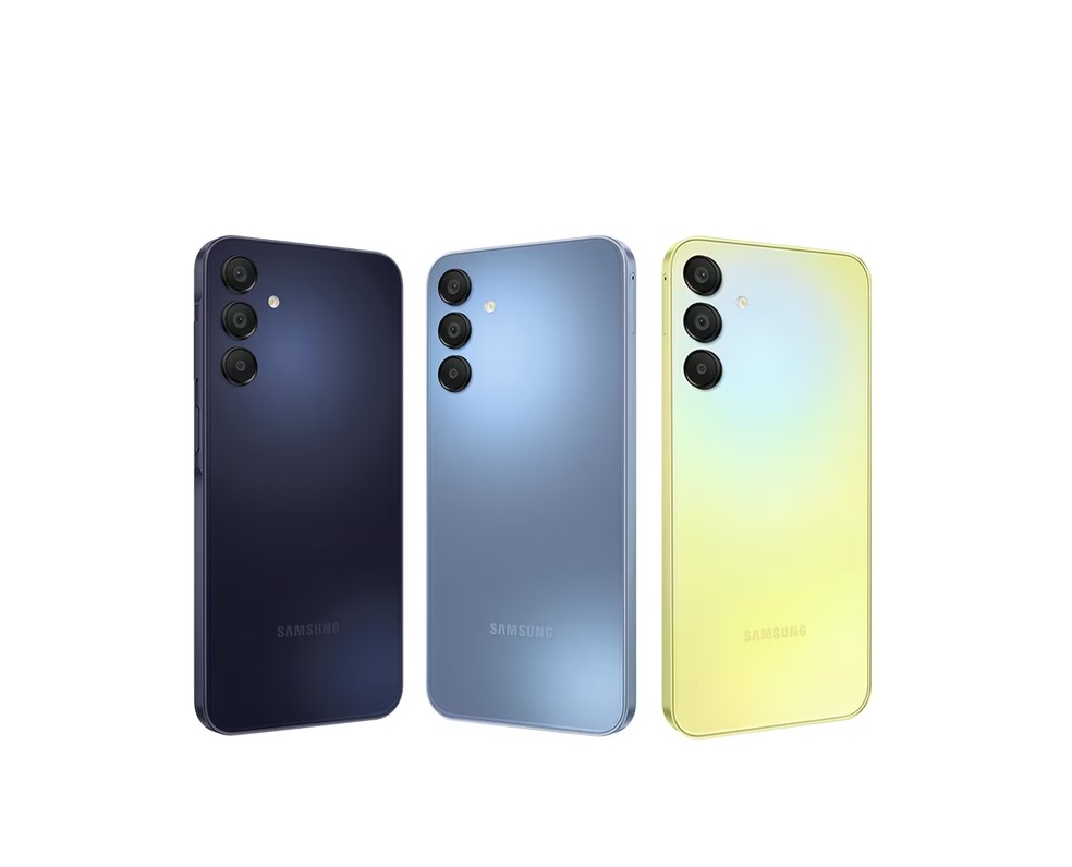 Samsung Galaxy A15 em três cores — Foto: Divulgação/Samsung