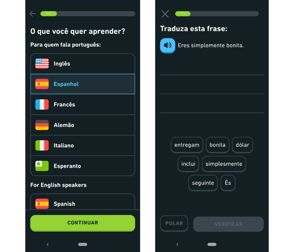 Duolingo é um app muito útil para quem deseja estudar uma nova língua  — Foto: Reprodução/Mariana Tralback