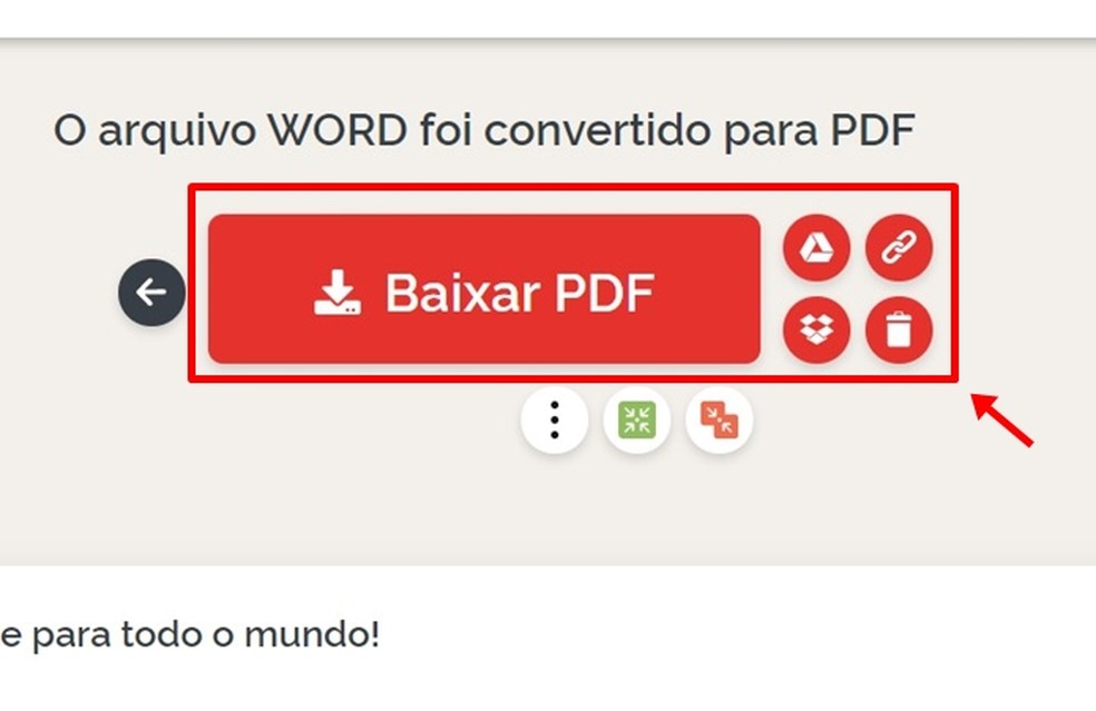 Word em PDF online e rápido: opção “Baixar PDF” permite salvar o novo arquivo convertido — Foto: Reprodução/Gabriela Andrade