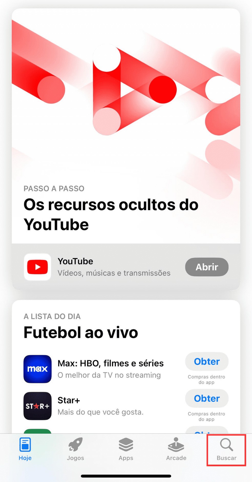 Atualizando o Google Chrome no iPhone: toque em "Buscar" para iniciar o procedimento — Foto: Reprodução/Bruno Guerra