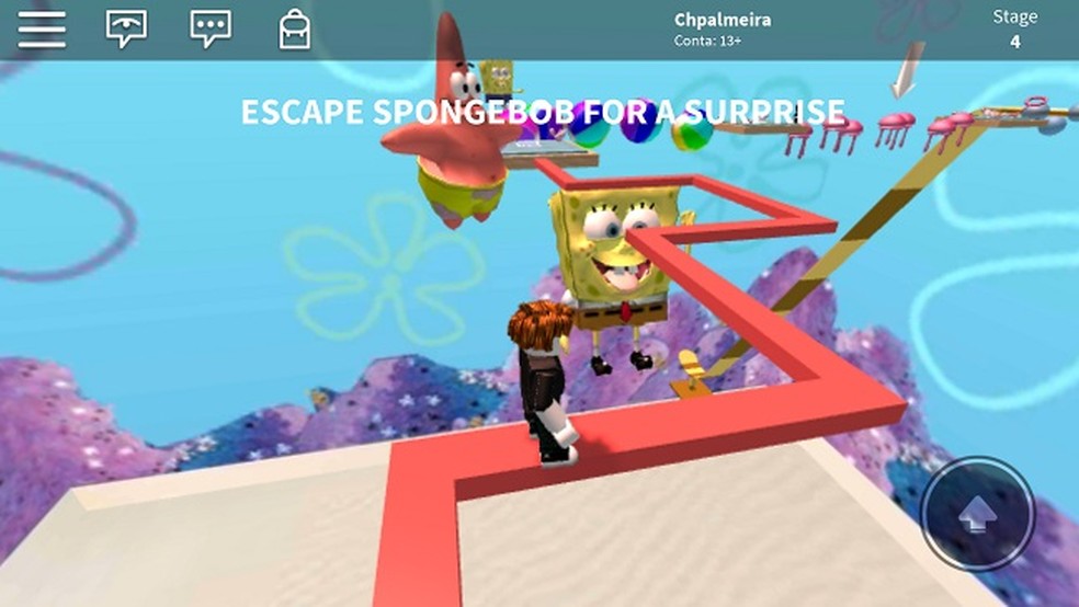 Um dos cenários de Roblox é a "Fenda do Siri", do personagem Bob Esponja — Foto: Reprodução/Carlos Palmeira