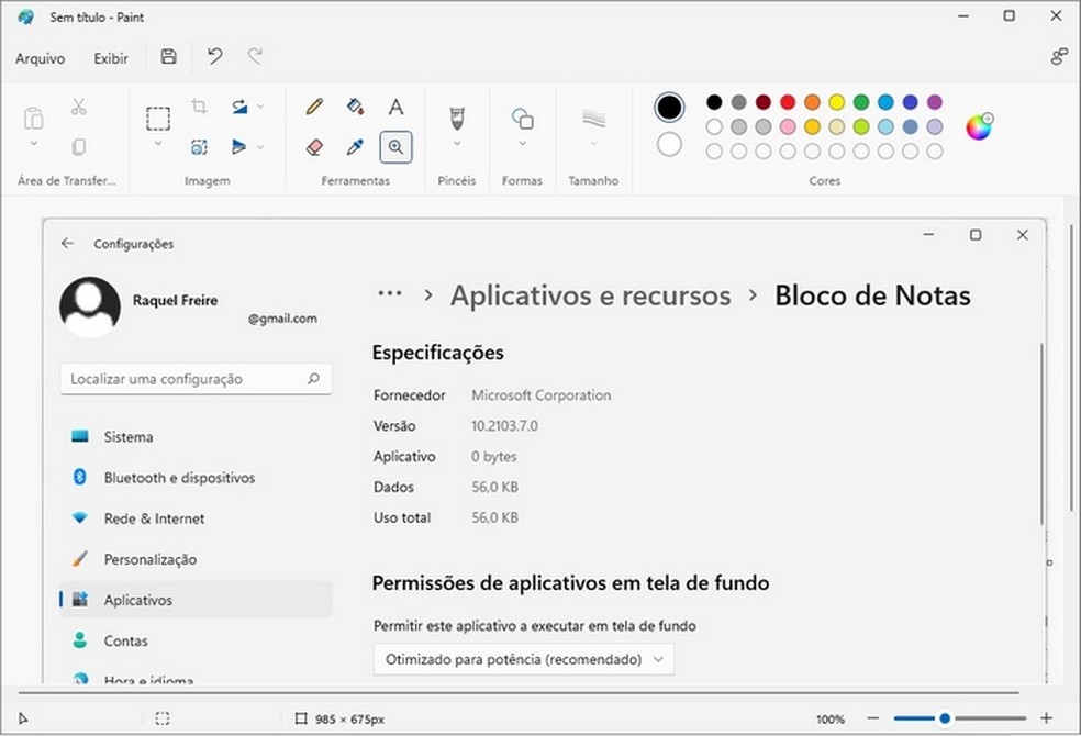 Windows 11 contém janela ativa de configurações para capturar prints — Foto: Reprodução/Raquel Freire