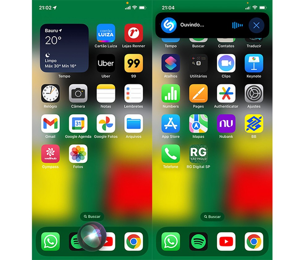 Ação para acionar a Siri e fazer uma pergunta — Foto: Reprodução/Marcela Franco