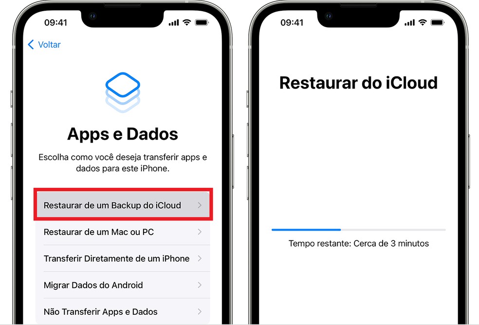 Restaurando um backup no iPhone (iOS) — Foto: Reprodução/Apple