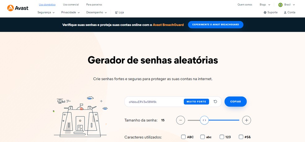 Avast usa um conceito chamado entropia criptográfica para gerar senhas fortes — Foto: Reprodução/Caroline Silvestre