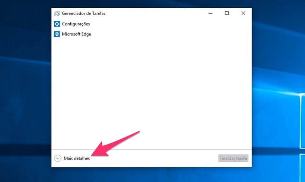 Ação para verificar mais detalhes do sistema com o Gerenciador de Tarefas no Windows 10 — Foto: Reprodução/Marvin Costa