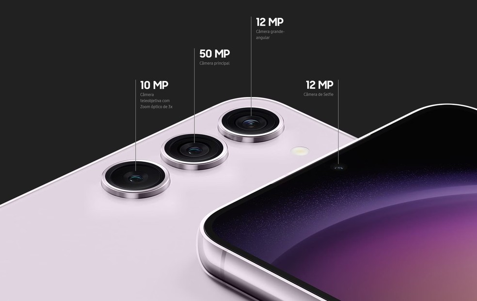 Câmeras do Galaxy S23: são quatro lentes diferentes — Foto: Divulgação/Samsung