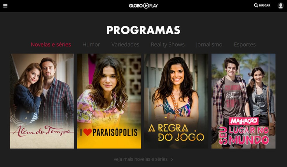 Globo Play conta com os principais programas da TV Globo (Foto: Reprodução/Globo Play) — Foto: TechTudo