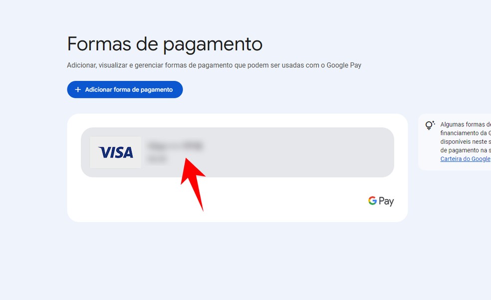 Veja como editar ou excluir cartão da Carteira do Google pelo computador — Foto: Reprodução/Rodrigo Fernandes