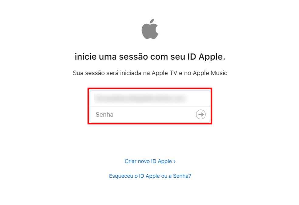 Login para Apple TV+ é feito com ID Apple — Foto: Reprodução/Rodrigo Fernandes