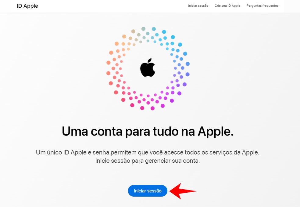 Acesse o iCloud com sua Apple ID no navegador — Foto: Reprodução/Rodrigo Fernandes