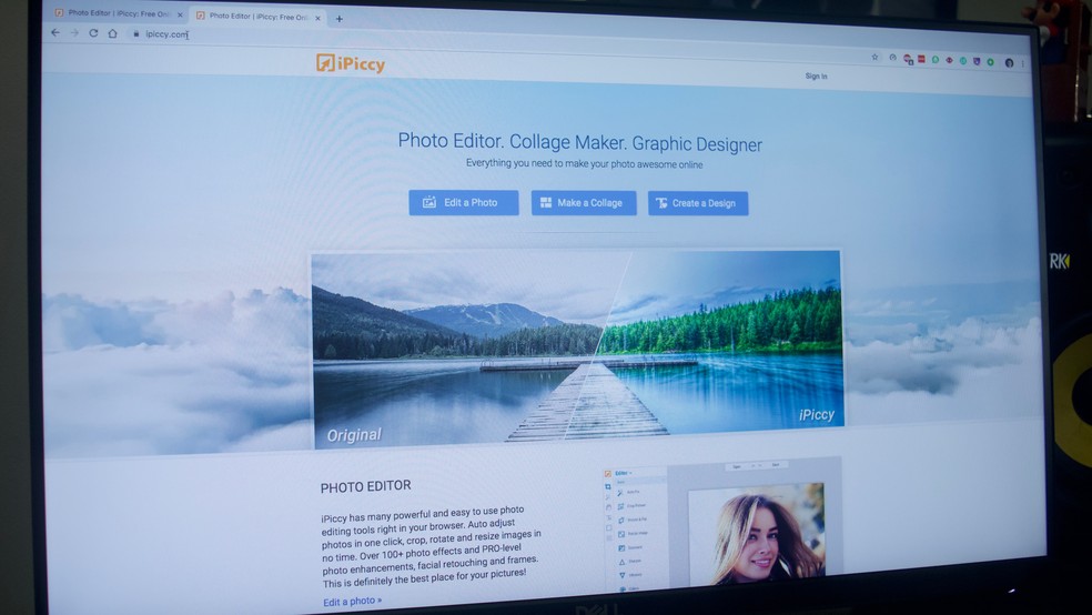 Tutorial mostra como usar o site iPiccy para editar imagens online — Foto: Marvin Costa/TechTudo