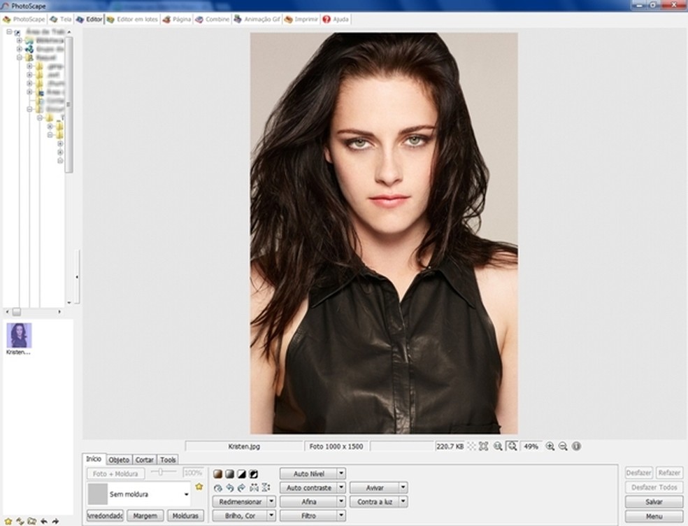 Tela inicial do Photoscape com a imagem carregada (Foto: Reprodução/ Raquel Freire) — Foto: TechTudo