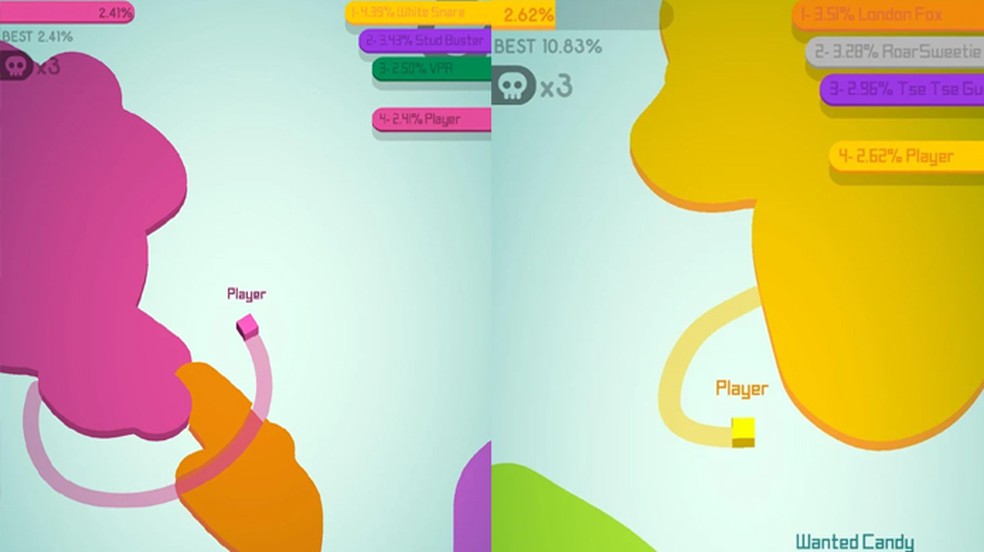 Paper.io 2 tem uma jogabilidade mais livre que o primeiro porém um pouco difícil de entender inicialmente — Foto: Reprodução/Google Play