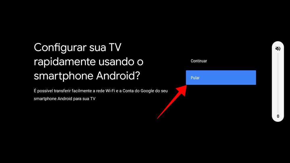 Pule a configuração automática se o Mi TV Stick ainda não estiver conectado ao Wi-Fi — Foto: Reprodução/Paulo Alves