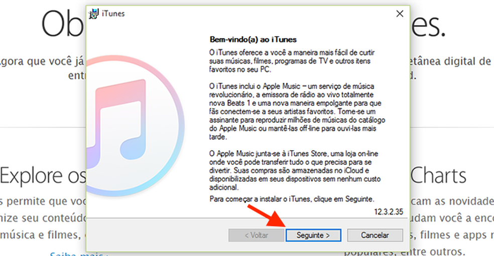 Prosseguindo a instalação do iTunes em um computador com Windows (Foto: Reprodução/Marvin Costa) — Foto: TechTudo