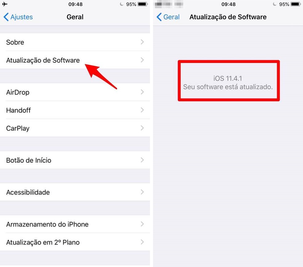 Confira se há atualizações disponíveis para o seu iPhone — Foto: Reprodução/Lucas Mendes