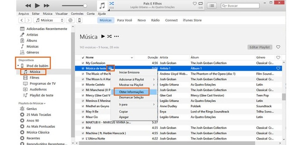 O usuário pode ver mais informações da música adicionada no iTunes (Foto: Reprodução/Barbara Mannara) — Foto: TechTudo