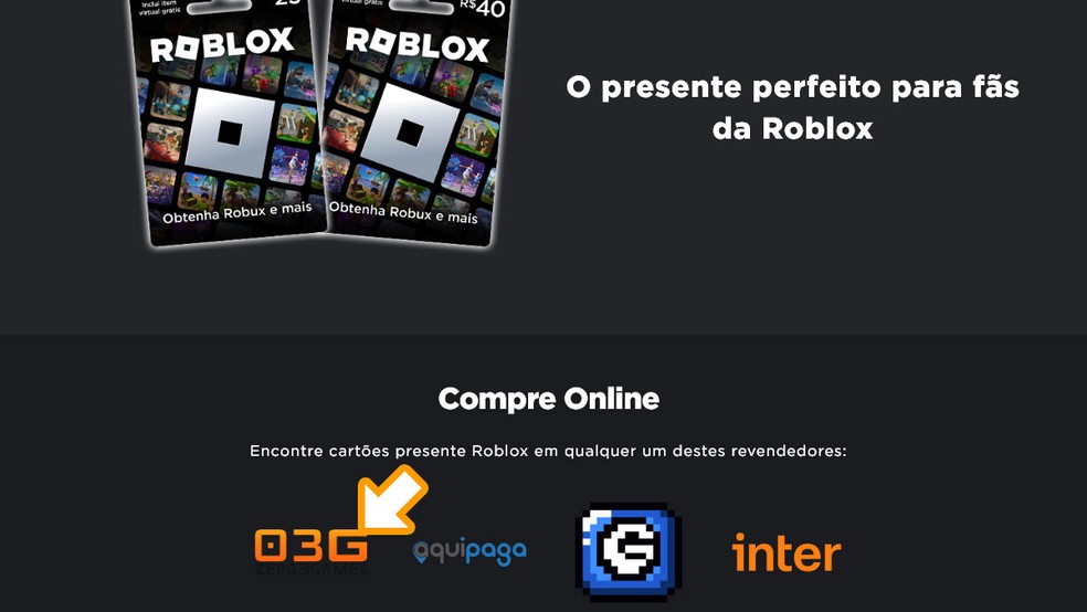 Escolha uma das lojas digitais disponíveis para comprar cartão presente de Roblox — Foto: Reprodução/Rafael Monteiro