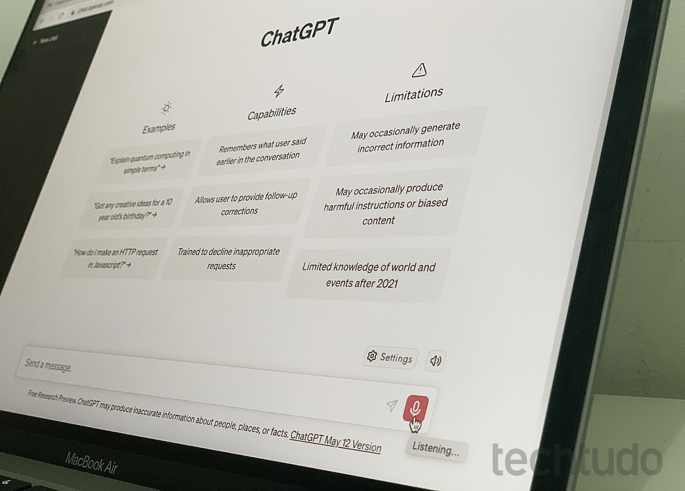 Saiba como usar comandos de voz no ChatGPT — Foto: Gabrielle Garcia/TechTudo