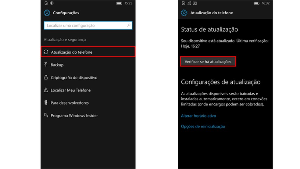 Windows Phone permite baixar novidades do sistema operacional (Foto: Reprodução/Windows) — Foto: TechTudo
