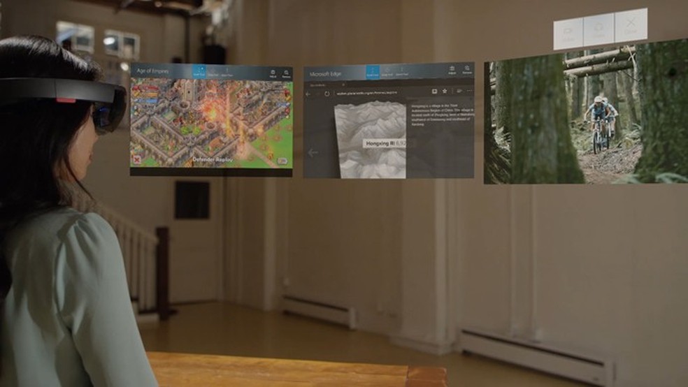 Atualização da Hololens vai permitir rodar vários aplicativos ao mesmo tempo (Foto: Reprodução/Microsoft) — Foto: TechTudo