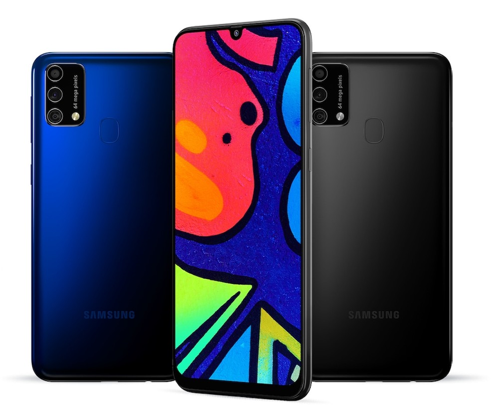 Galaxa M21S está disponível nas cores azul e preto — Foto: Divulgação/Samsung