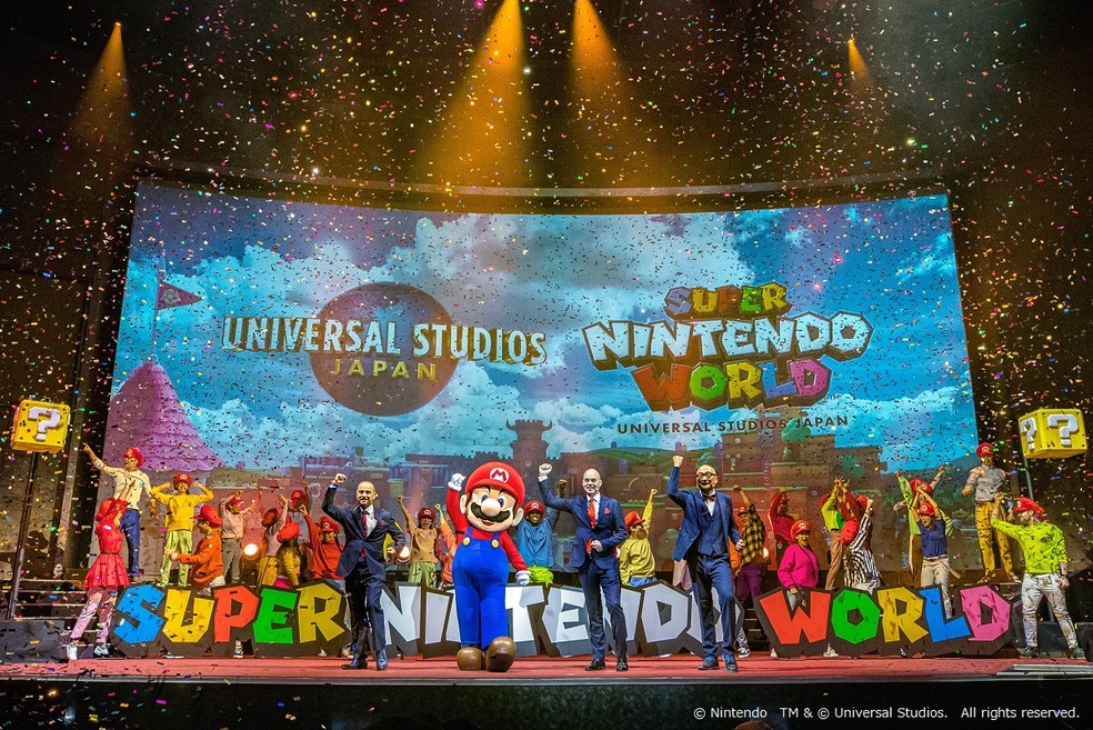 Evento apresentou as primeiras novidades do parque Super Nintendo World — Foto: Divulgação/Universal Studios Japan