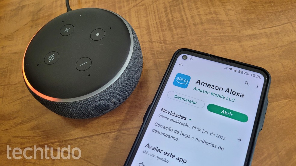 É preciso baixar o aplicativo Amazon Alexa no celular para configurar a Amazon Echo Dot — Foto: Lucas Santos/TechTudo