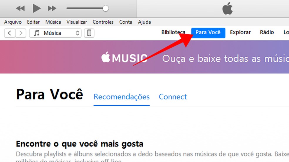 Acesse o Apple Music no PC por meio do iTunes — Foto: Reprodução/Paulo Alves