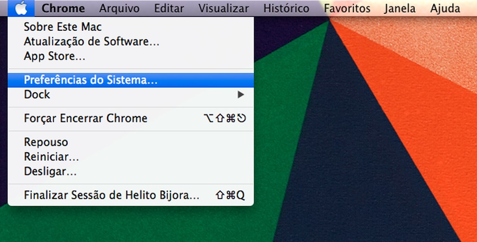 Acessando as configurações do Mac (Foto: Reprodução/Helito Bijora) — Foto: TechTudo