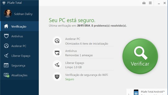 PSafe Total Windows promete acelerar PC e proteger rede Wi-Fi