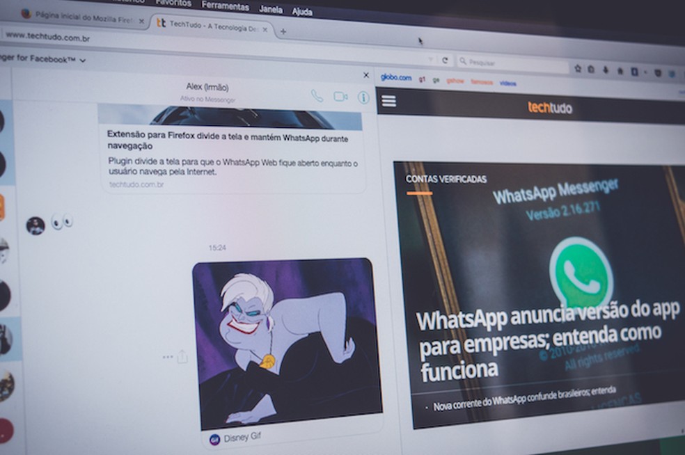 Tutorial mostra como usar o Messenger em tela dividida para ver suas conversas enquanto navega pelo Firefox — Foto: Marvin Costa/TechTudo