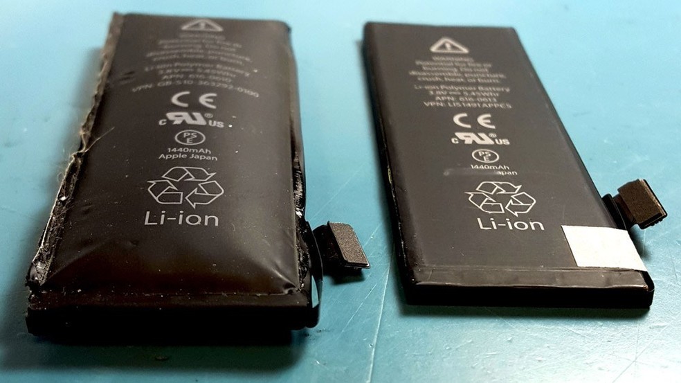 Bateria estufada pode danificar o aparelho e causar acidentes — Foto: Reprodução/uBreakiFix