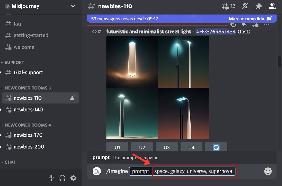 Confira como usar o Midjourney pelo Discord — Foto: Reprodução/Barbara Mannara