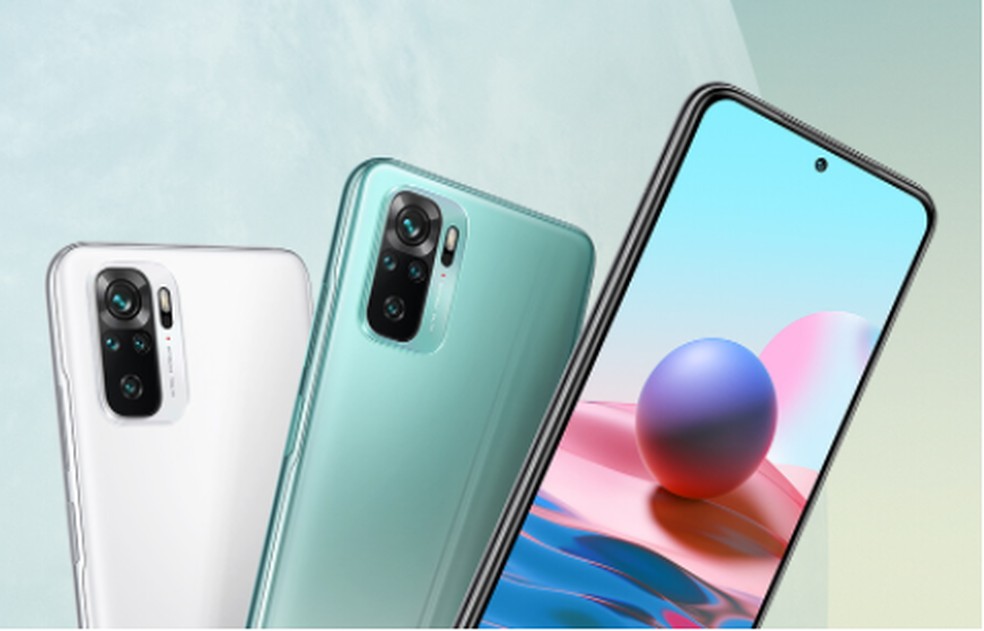 Redmi Note 10 pode ser encontrado nas cores branco, cinza e verde — Foto: Divulgação/Xiaomi